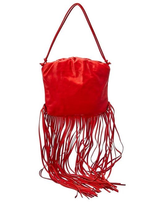 Bottega Veneta Red The Fringe Leather Tote
