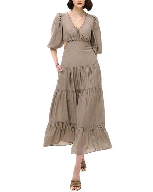 BGL Natural Silk-Blend Midi Dress