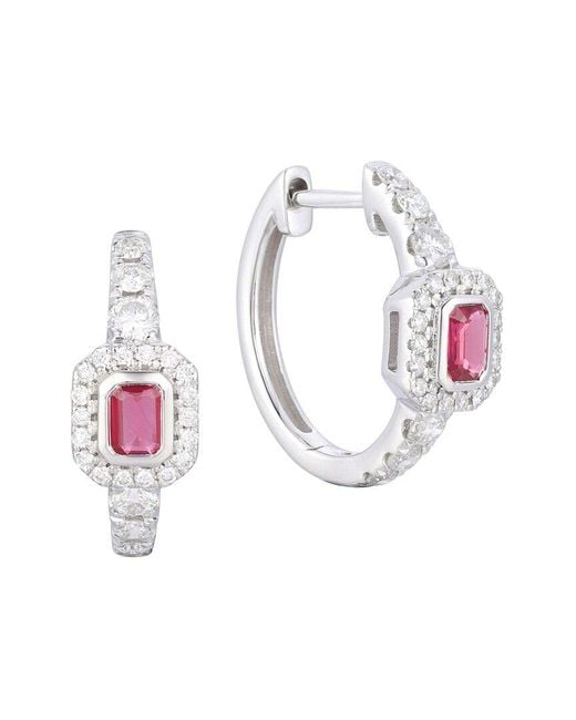 Gregg Ruth Pink 14K 0.91 Ct. Tw. Diamond & Ruby Huggie Earring