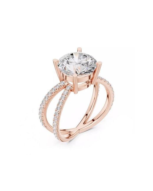 Lab Grown Diamonds White 14K Rose 4.00 Ct. Tw. Lab-Grown Diamond Ring