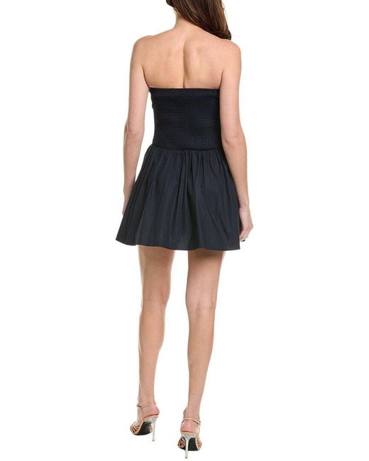 Susana Monaco Blue Poplin Tube Flared Mini Dress