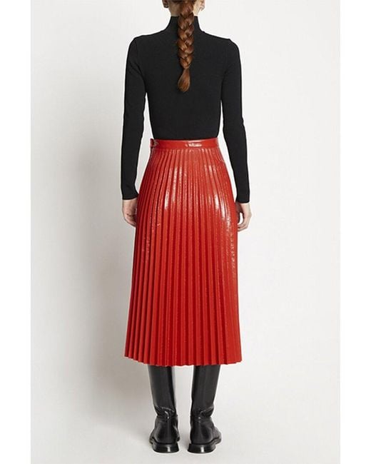 Proenza Schouler Lacquered Canvas Pleated Midi Skirt