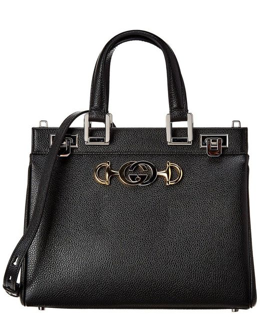 Gucci Black Zumi Small Leather Top Handle Shoulder Bag