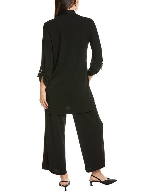 Anne Klein Black Drape Front D-Ring Cardigan