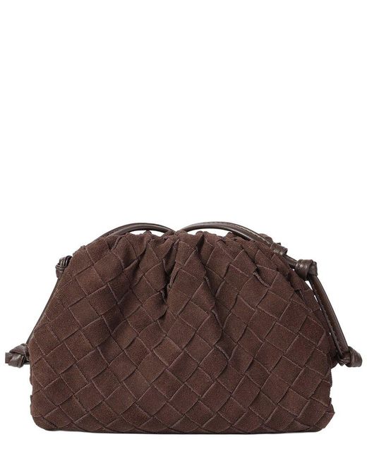 Tiffany & Fred Paris Brown Woven Suede Mini Drawstring Crossbody Bag
