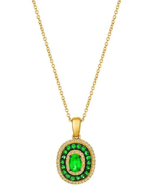 Le Vian Metallic Le Vian 14k 0.69 Ct. Tw. Diamond & Emerald Pendant Necklace