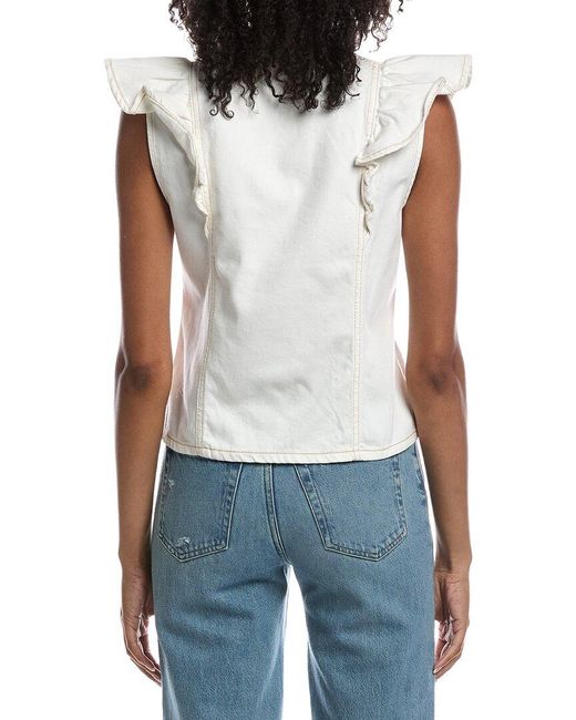 Current/Elliott Blue Mandarin Collar Vest