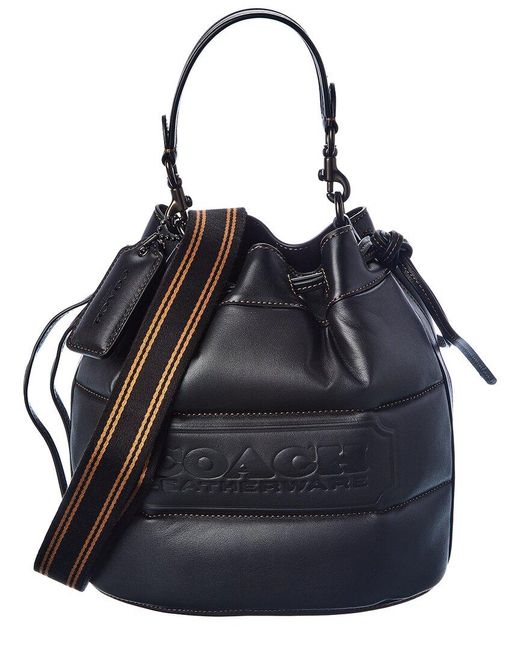 COACH Badge Field Quilted Leather Bucket Bag in Black Lyst