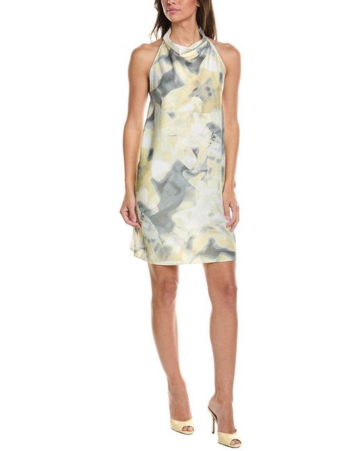 Kenneth Cole Yellow Cowled Mock Neck Short Dress