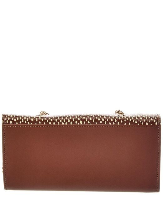 Fendi Brown Diamonds Leather Wallet On Chain