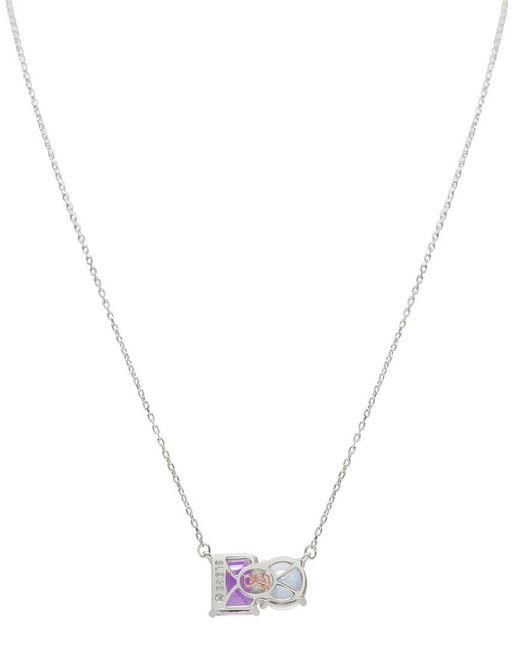 Suzy Levian Metallic Silver 5.00 Ct. Tw. Gemstone Toi Et Moi Necklace
