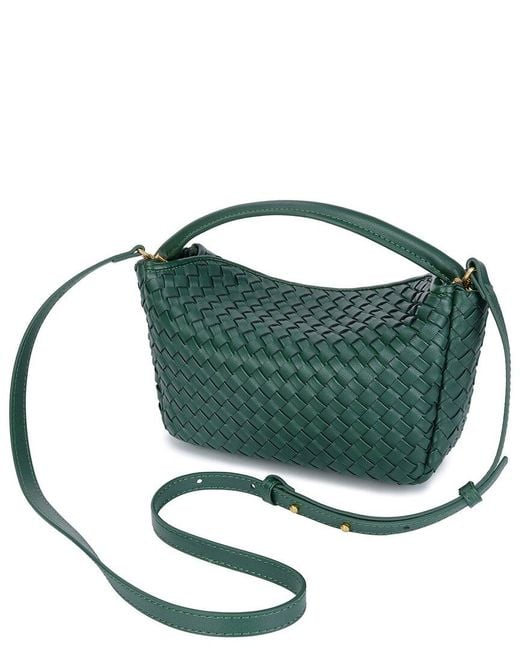 Tiffany & Fred Paris Green Hand-Woven Leather Crossbody