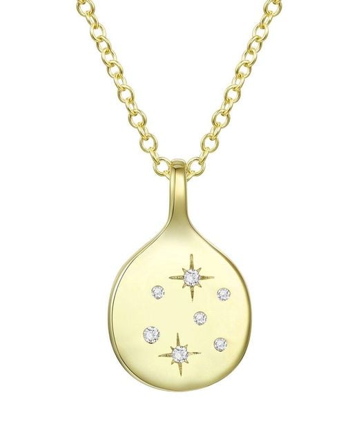 Genevive Jewelry Metallic 14k Over Silver Cz Pendant Necklace