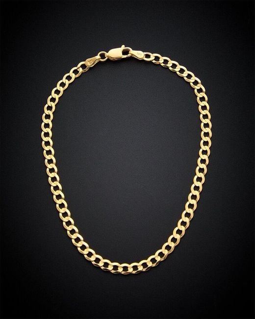 Italian Gold Black 14k Miami Curb Chain Bracelet for men