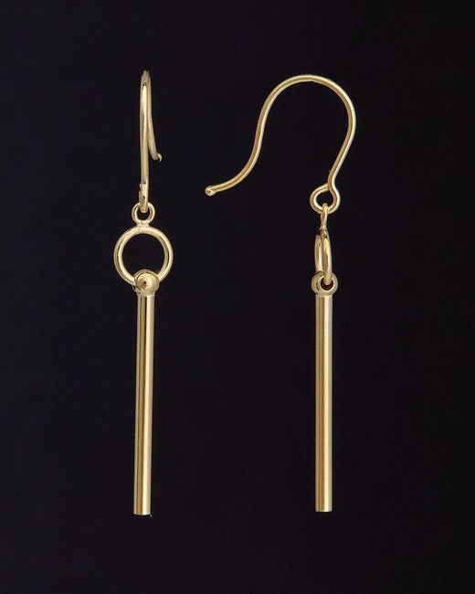 Italian Gold Blue Fremada 14k Tube Dangle Earrings