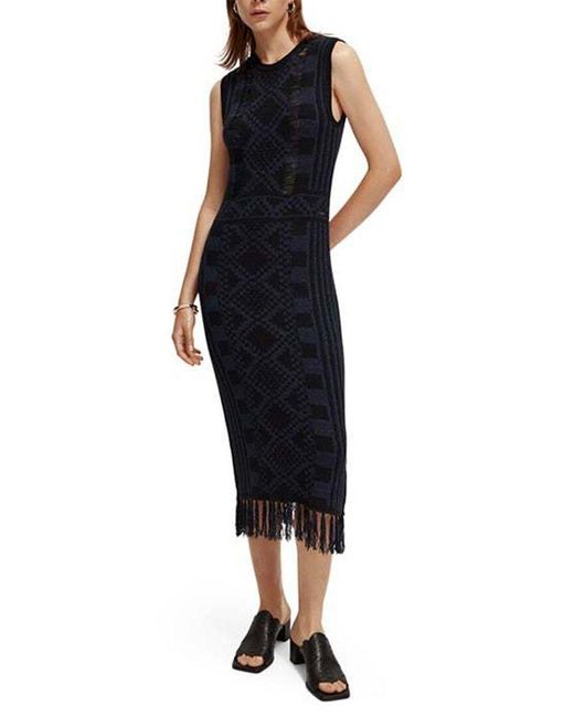 Scotch & Soda Black Fringe Hem Dress