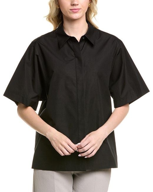 Lafayette 148 New York Black Box Sleeve Blouse