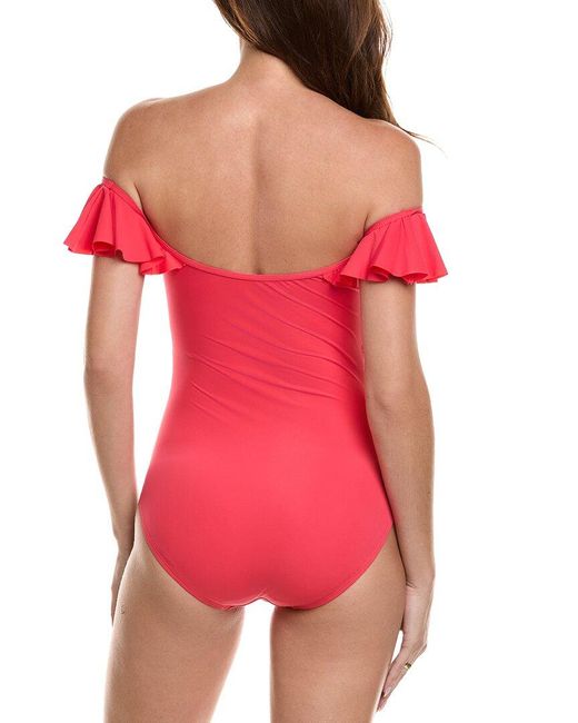 Vince Camuto Red Off-Shoulder One-Piece