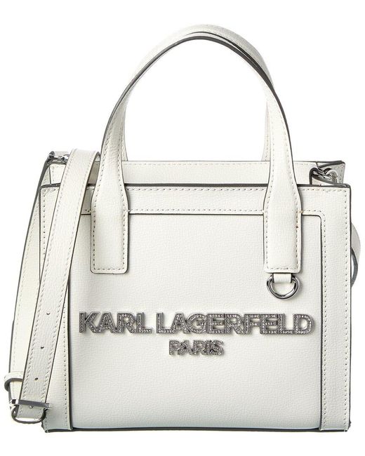 Karl Lagerfeld White Nouveau Small Leather Tote