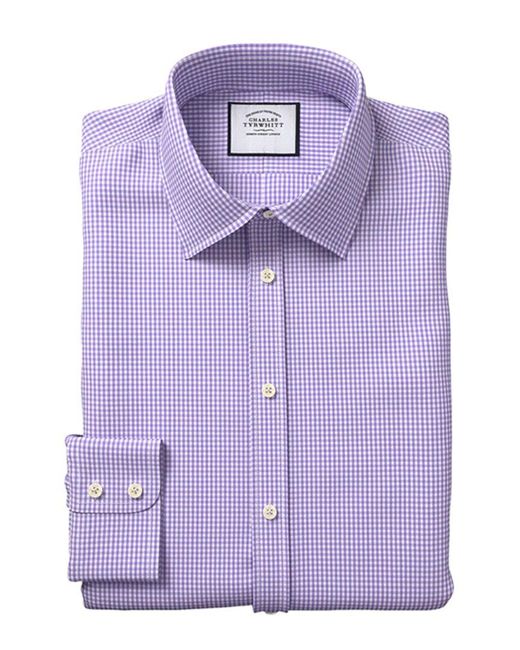 Charles Tyrwhitt Purple Slim Fit Poplin Gingham Shirt for men
