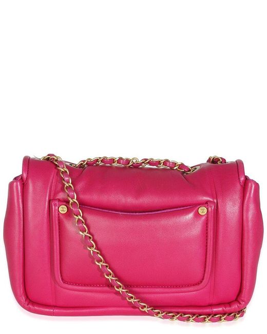 Chanel Pink Lambskin Leather Medium Simply Flap Bag (authentic Pre-loved)