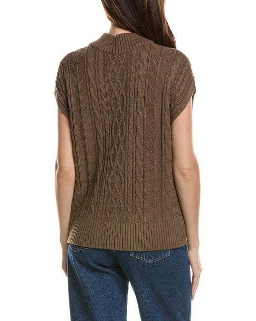Splendid Brown Half Zip Cable Sweater