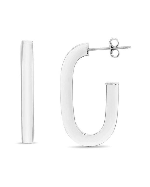Italian Silver White Hoops