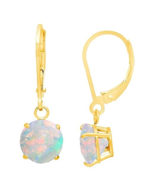 MaxColor Metallic 10k 1.00 Ct. Tw. Lab-grown Opal Dangle Earrings
