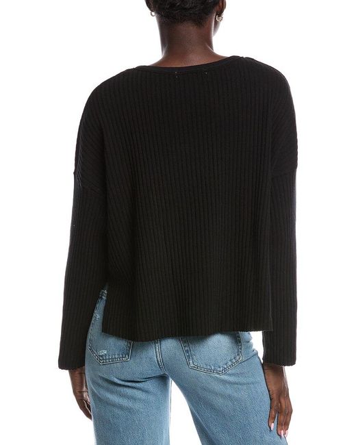 Project Social T Black Getaway Notch Neck Sweater Rib Pullover
