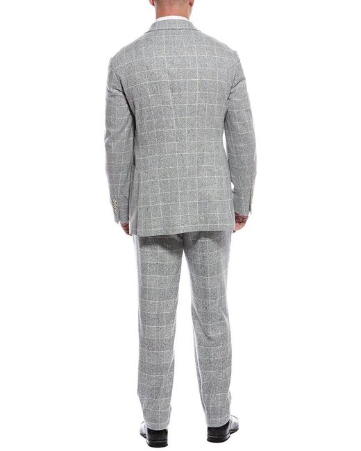 Brunello Cucinelli Gray 2pc Silk, Wool & Cashmere-blend Suit With Pleated Pant for men