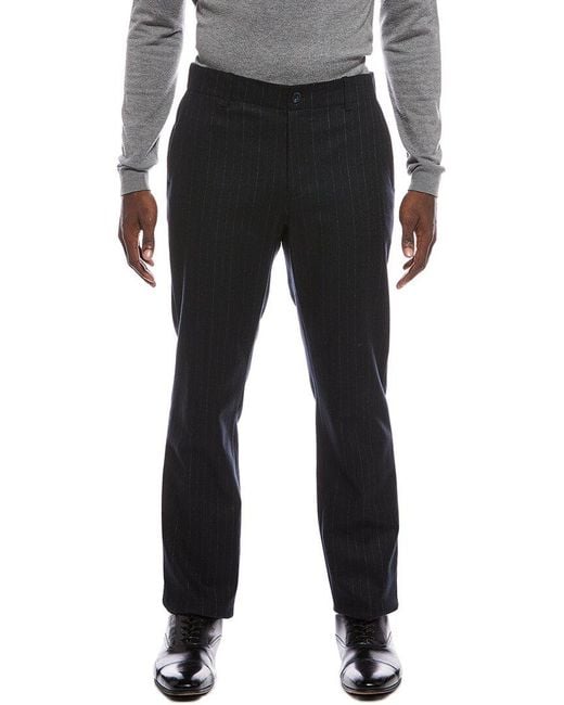 Vince Black Wool-Blend Flannel Pinstripe Trouser for men