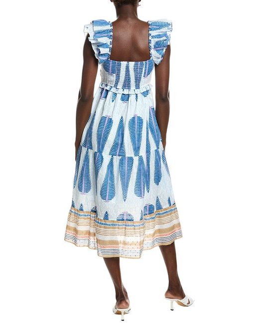 Garrie B Blue Ruffle Midi Dress