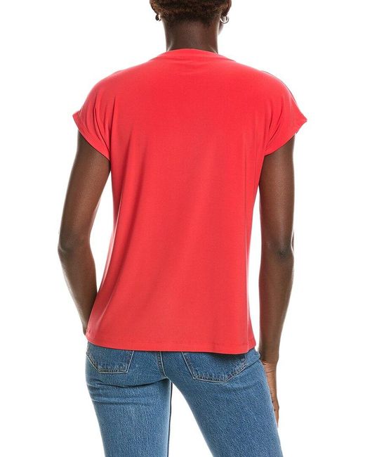 Jones New York Red Extended Shoulder Lace-Up Top