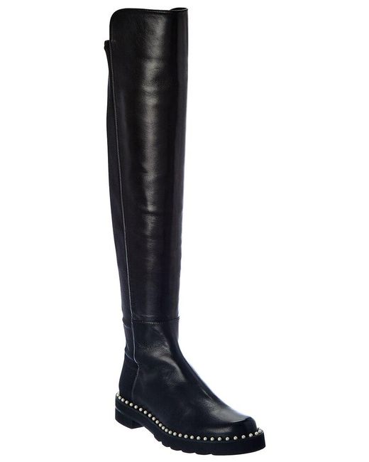 Stuart Weitzman 5050 Lift Pearl Leather Over-the-knee Boot in Black ...