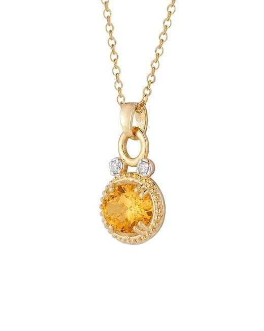 Reiss Metallic 14K 2.50 Ct. Tw. Diamond & Citrine Necklace