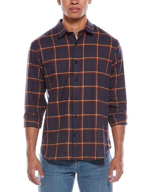 Vince Blue Brushed Flannel Shirt for men