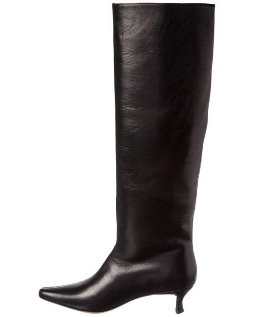 By Far Black Stevie Kitten Leather Knee-high Boot