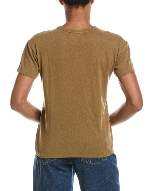 Officine Generale Blue Lara Garment Dye Linen-Blend Top
