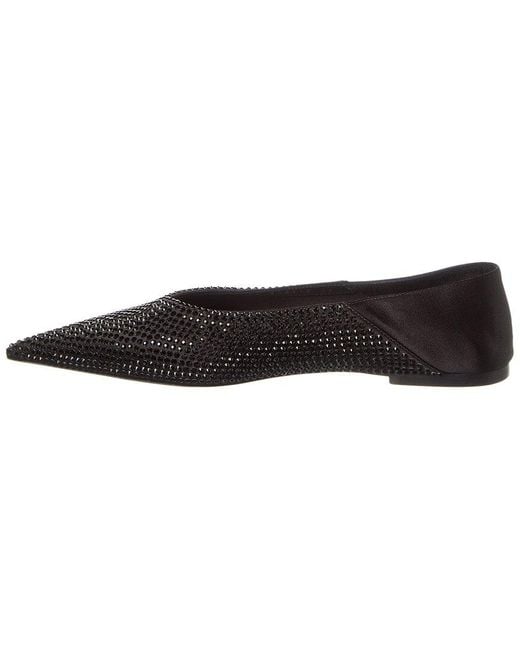 Saint Laurent Black Nour Satin & Rhinestone Slipper