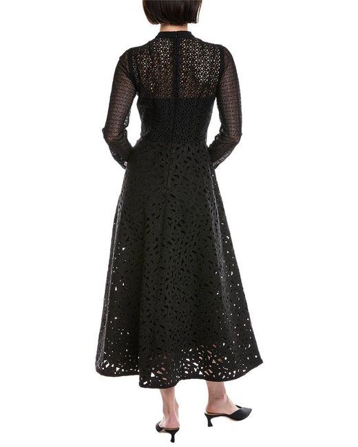 Akris Black Lace Wool-Blend Midi Dress