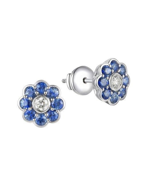 Gregg Ruth Blue 14K 2.02 Ct. Tw. Diamond & Sapphire Flower Earring