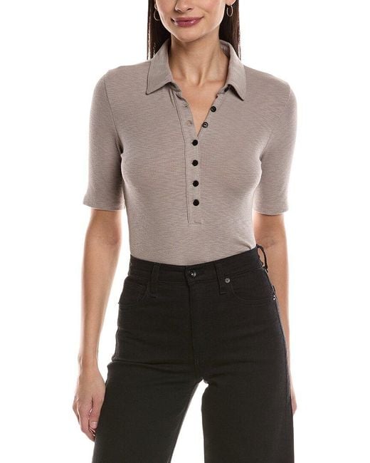 Rag & Bone Gray Ribbed Polo Sweater