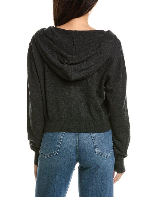 Brodie Cashmere Black Cropped Zip Up Wool & Cashmere-Blend Hoodie