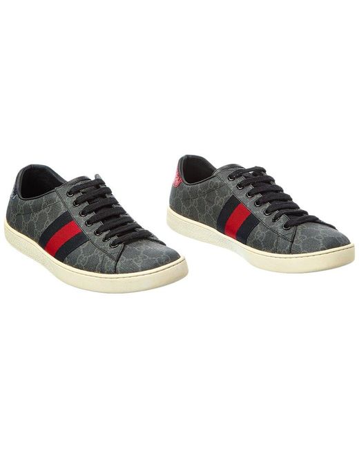 Gucci Black Ace GG Supreme Canvas & Leather Sneaker (authentic Pre-loved) for men