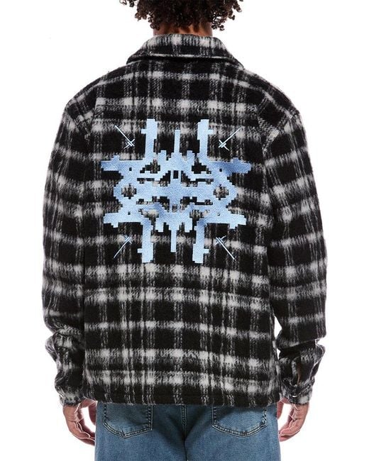 RTA Black Parlan Wool & Alpaca-Blend Shacket for men