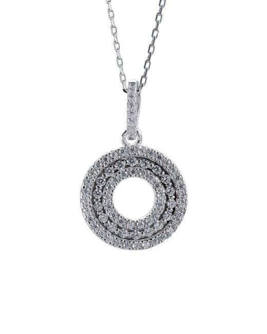 Suzy Levian CZ Jewelry Metallic Suzy Levian Silver Cz Pendant Necklace
