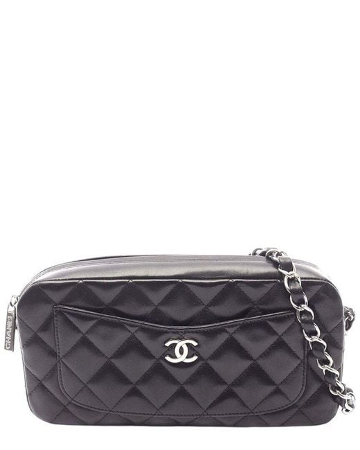 Chanel Gray Black Lambskin Matelasse Shoulder Bag (authentic Pre-loved)