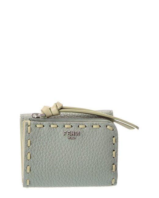 Fendi Gray Peekaboo Micro Leather Trifold Wallet