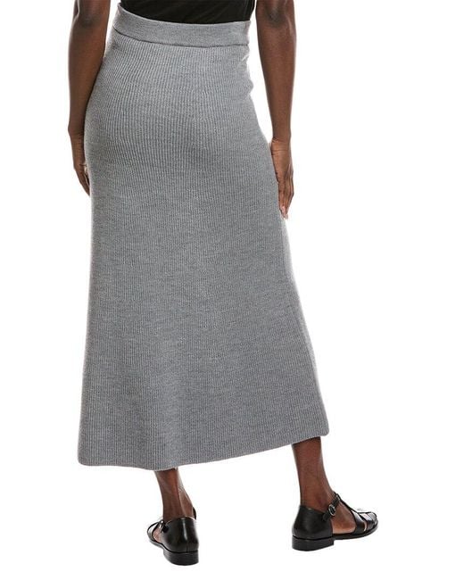 Max Mara Gray Agile Rib Wool Sweater Skirt