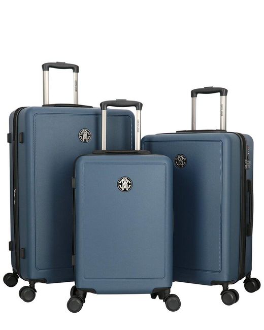 Roberto Cavalli Blue Solid Classic 3Pc Expandable Luggage Set